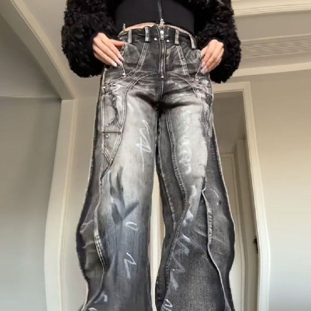 Jeans Graffiti Estilo Americano Lavado para Mujer | Talles para Todas